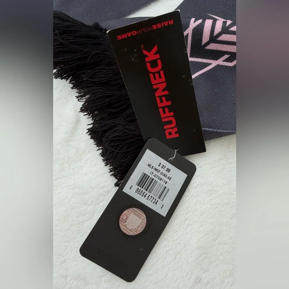 Ruffneck MLS Soccer Intermiami CF Scarf Dark Gray Pink Flamingo NEW 56”